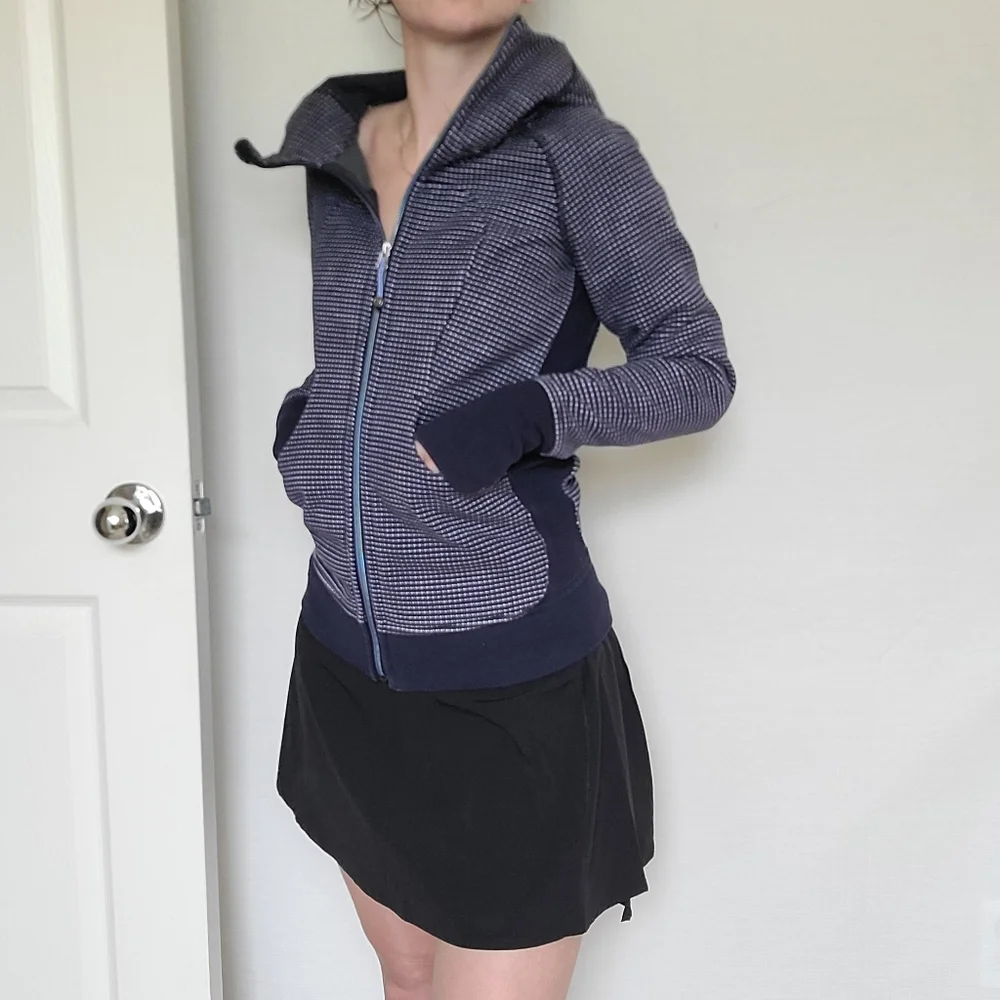 Lululemon Full Zip Scuba Hoodie III Double Dot Naval Blue Lullaby Purple Size 2